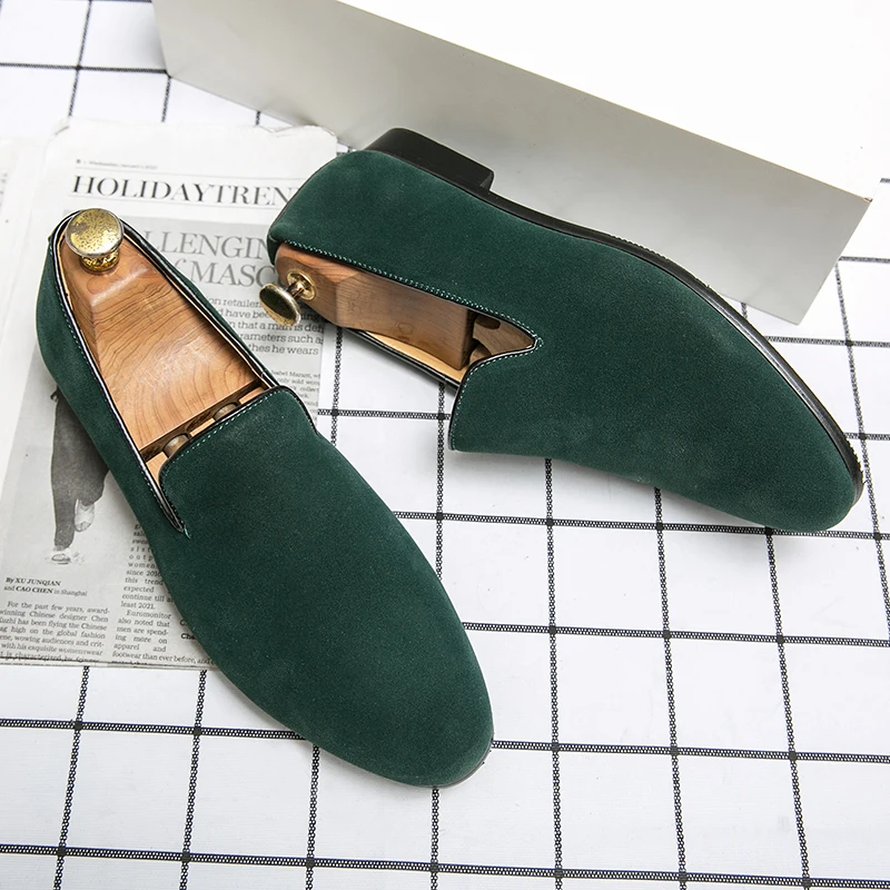 

FIXSYS Suede Man Casual Loafers Fashion Dress Shoes Summer Casual Shoes Lightweight Man Party Wedding Shoes Breathable Oxfods