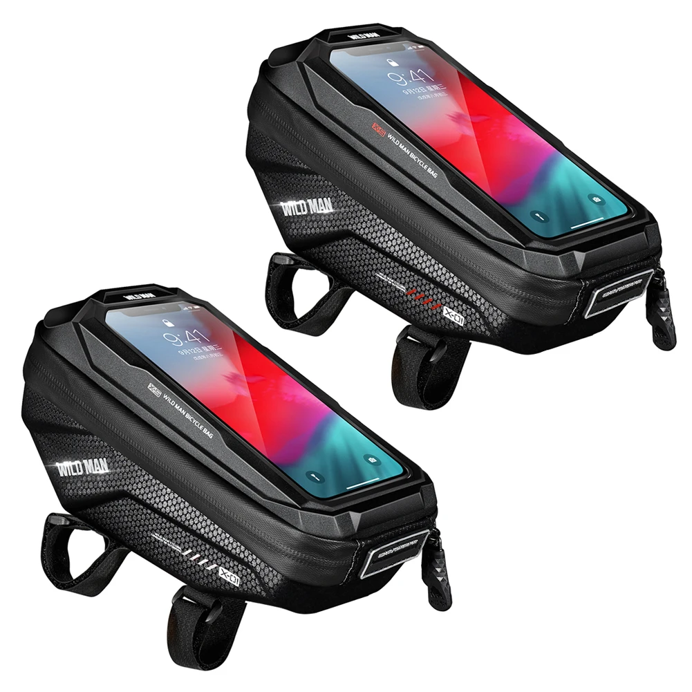 

WILD MAN Bicycle Touch Screen Waterproof Bags Bike Handlebar Top Tube Pouch Shell Pannier Pouch Cycling Riding Equipment
