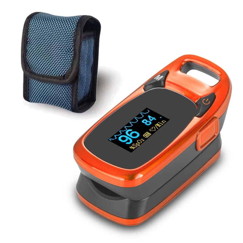 orange with case Цифровой Пальчиковый Пульсоксиметр портативный De Dedo Pulso Oximetro Saturometro SPO2 PR Pulsi oximetro FDA CE утвержден - Цвет: orange with case