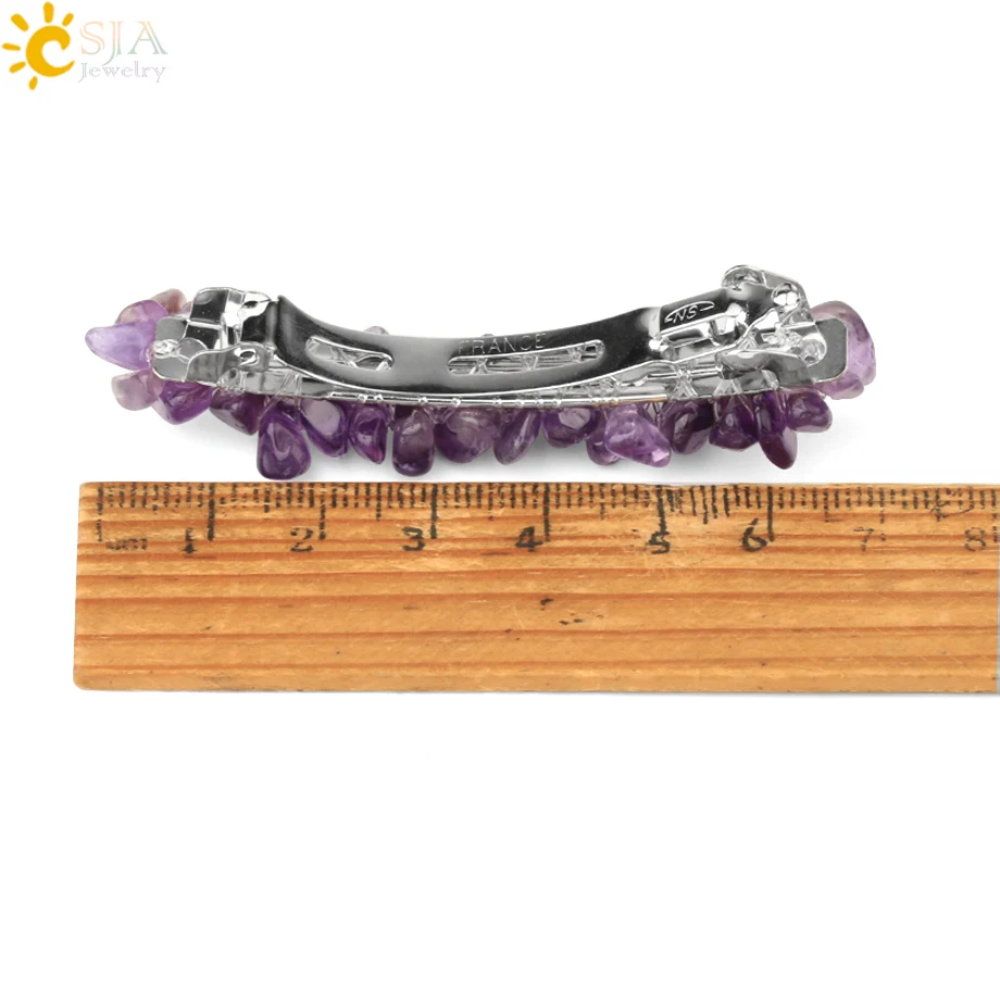 Заколка для волос CSJA с натуральным кристаллом женщин и девочек необычная заколка