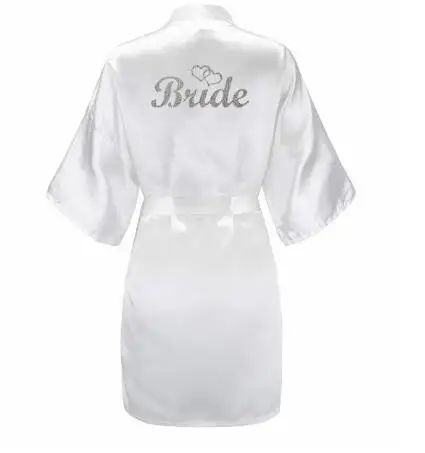 Комплект из 3 предметов блестящий серебристый халат невесты атласный короткий