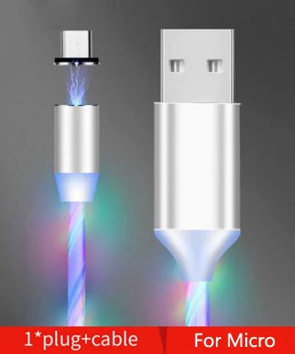 For Mirco Colorful Автомобильный зарядный кабель светодиодный светящийся Магнитный usb-кабель для kia rio марка toyota tacoma beetle ix25 dodge challenger opel insignia mk7 - Испускаемый цвет: For Mirco Colorful