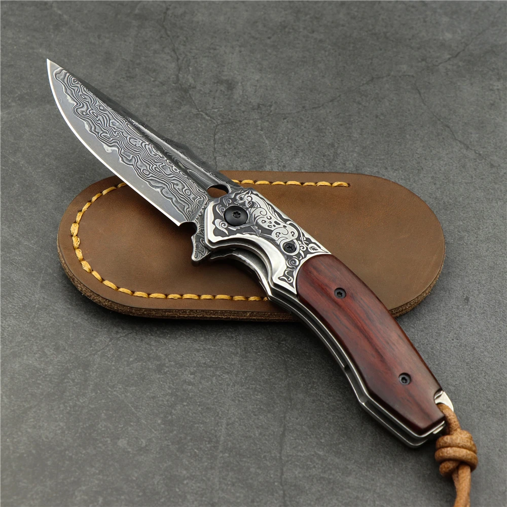 VG10 кованый нож из дамасской стали для выживания на природе Портативный складной