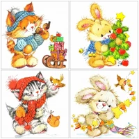 5d diy diamond painting cartoon bear rabbit wolf embroidery full round square drill cross stitch kits mosaic pictures home decor