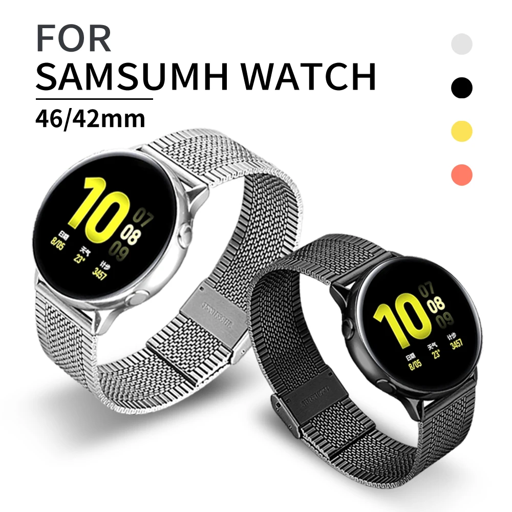 

22mm 20mm stainless steel for Samsung galaxy watch 3 strap 46MM band for Active 2 gear S2 3 metal Bracelet Watchband Accessories