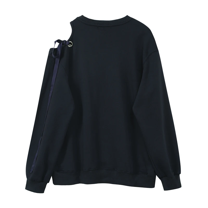 Женский однотонный пуловер с длинным рукавом и круглым вырезом | Женская одежда