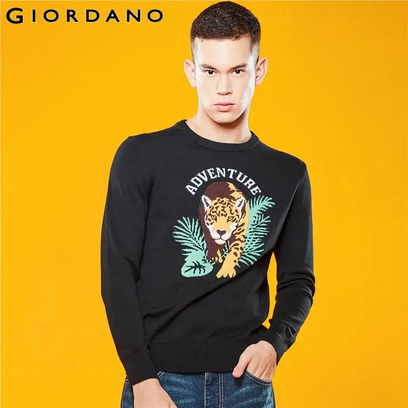 Giordano мужской свитшот джемпер с круглым вырезом под шею и печатным рисунком на