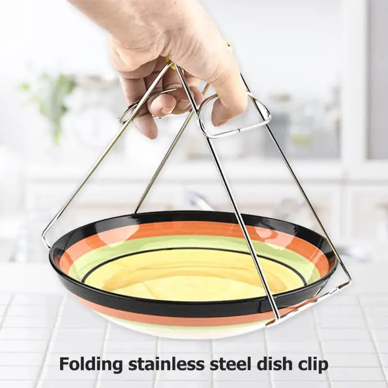 2 шт. складное блюдо из нержавеющей стали с зажимом анти обжигание складка