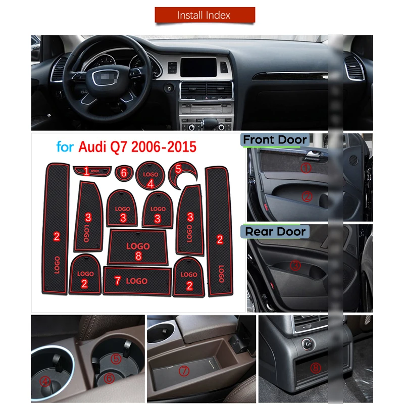 Нескользящий Резиновый коврик с логотипом S line для Audi Q7 4L 2006 ~ 2015 2007 2008 2009 2010 2011 2012