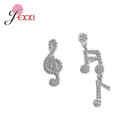 925 sterling silver musical notation stud earrings for women girl fashion trendy cubic zirconia earings party gift supplies
