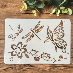 26 см трафареты для рукоделия с изображением бабочки стрекозы цветка для самостоятельного творчества разных видов искусственных живописей шаблон для карт