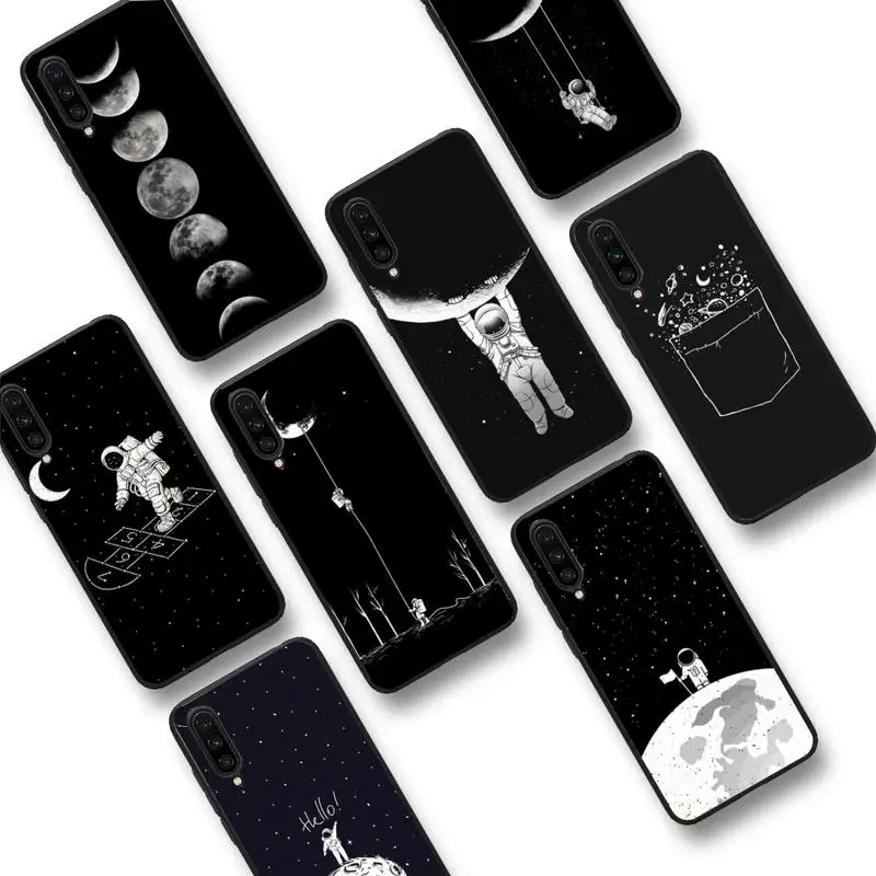 

White moon stars space astronaut Phone Case For Xiaomi mi9 mi8 F1 9SE 10lite note10lite Mi8lite Coque for xiaomimi5x