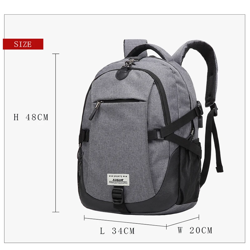 Водонепроницаемые рюкзаки для ноутбука AUGUR школьные сумки с usb-портом зарядки