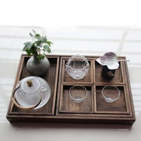 a set of 7 retro wooden tea tray rustic paulownia tray vintage wooden pallet tea food serving tray for tea art tea ceremony