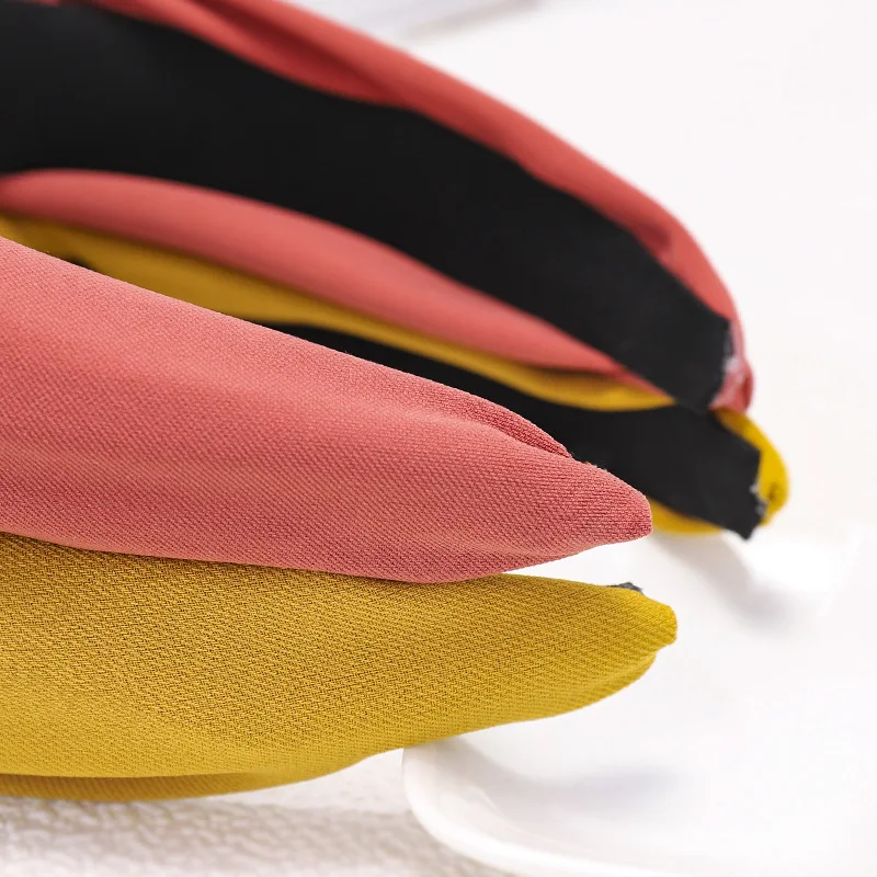 Винтажный однотонный тканевый ободок для волос 2020 женщин тюрбан повязка на
