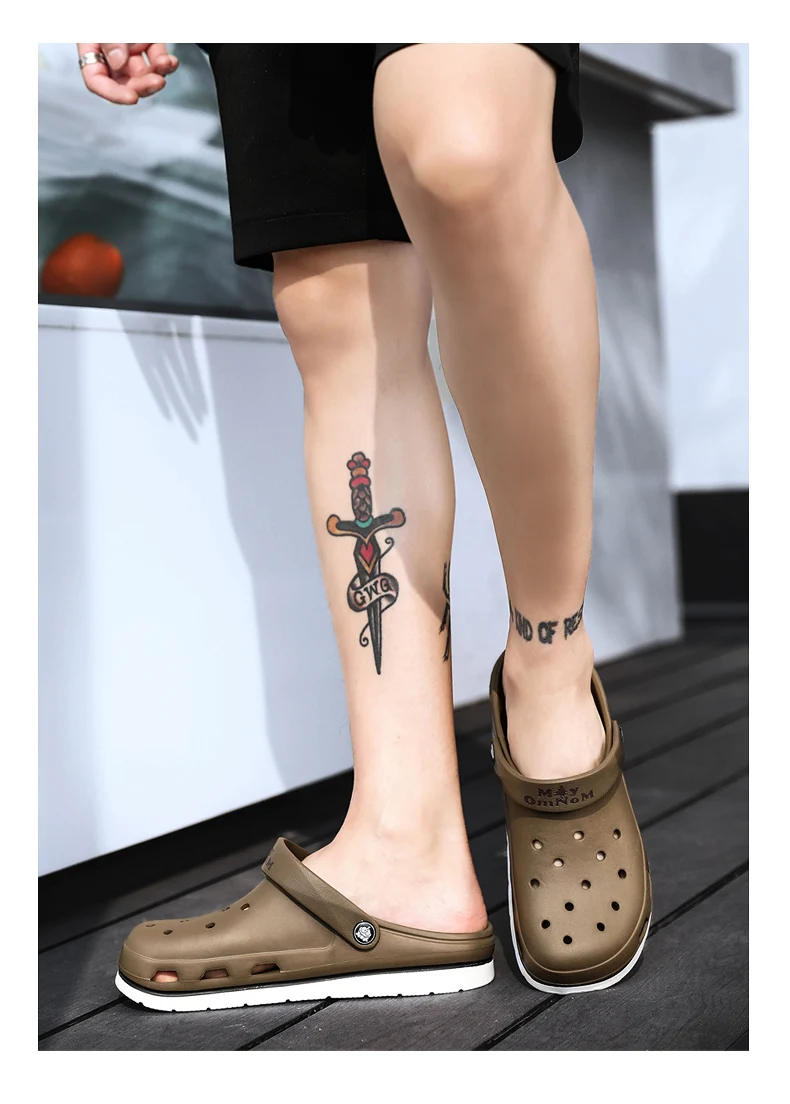 Crocse Crocks/мужские сандалии для бассейна; летняя Уличная обувь для пляжа; мужские садовые Сабо без застежек; Повседневная водонепроницаемая обувь для душа; Crock