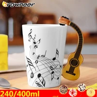 240ml400ml creative music mug guitar violin piano shape ceramic tea milk coffee water stave cup instrument handle 12 styles