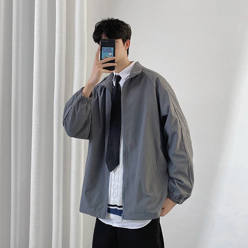 

Jackets Men Baggy Outwear Zipper Design Stand Collar Handsome All-match Casual Coats Ulzzang Harajuku Stylish Hombre Chic Tops