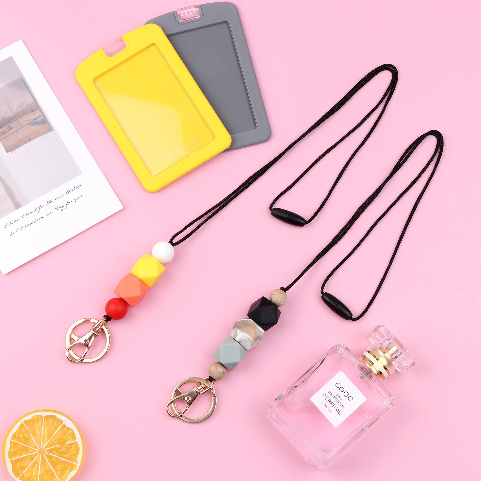 

Soft Silicone Vertical ID Badge Card Holder and Safety Breakaway Neck Lanyards