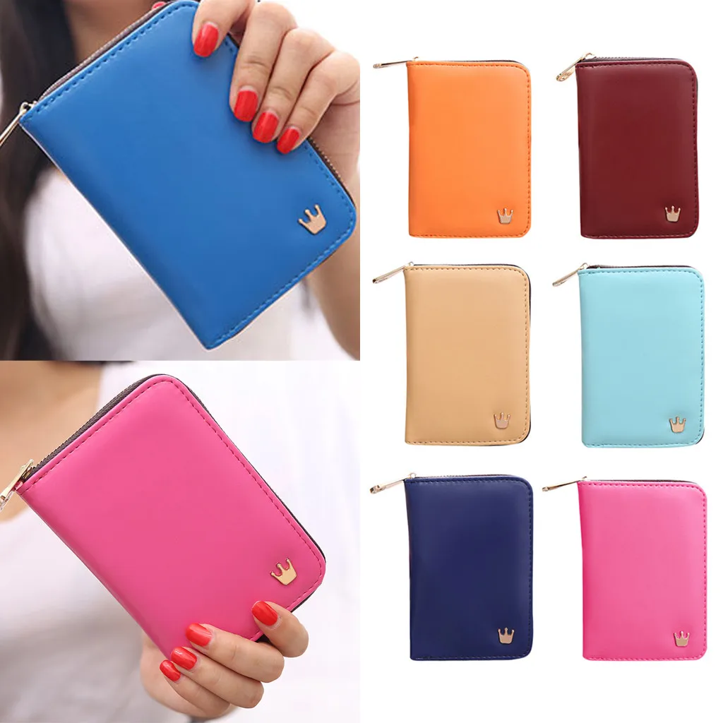 Кожаные кошельки с мультяшными животными женские маленькие застежкой милые