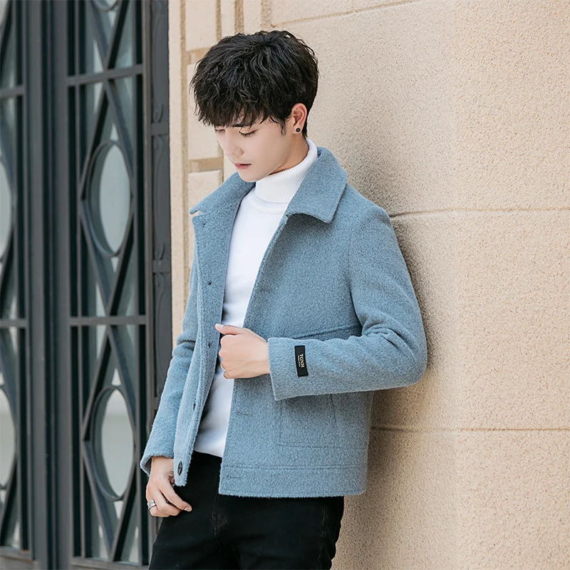 Осеннее популярное модное шерстяное и Смешанное пальто мужское короткое