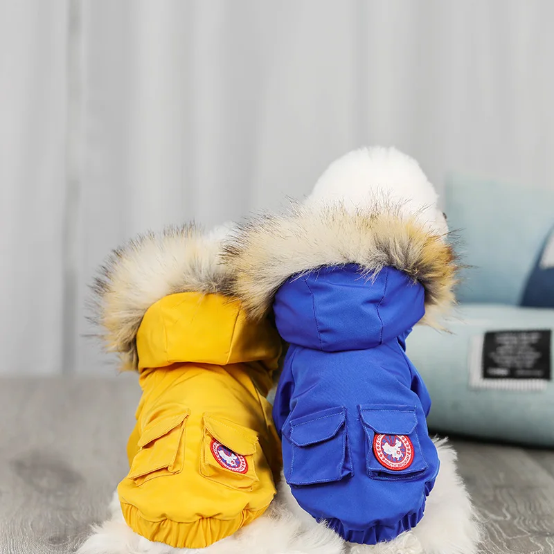 Одежда для собак с меховым воротником маленьких и средних кошек Перро бульдог