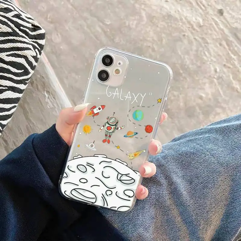 

Star Astronaut Phone Cases Transparent for iPhone 11 12 mini pro XS MAX 6 6S 8 7 Plus X 5S SE 2020 XR