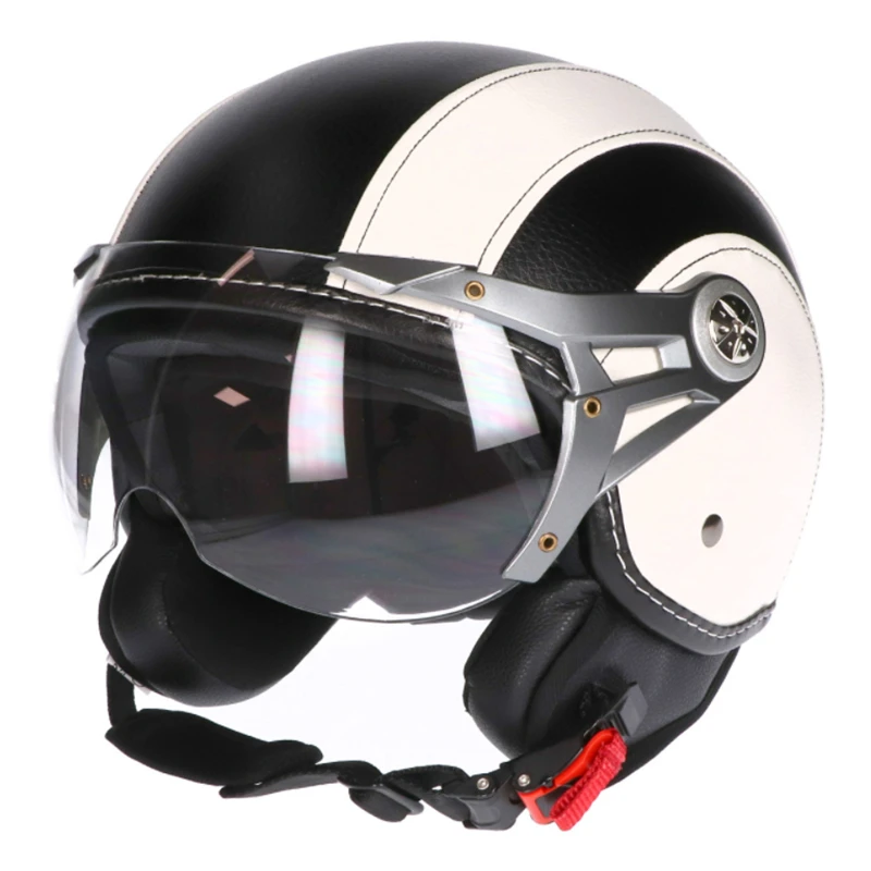 

Helmet Jet Soul Retro Leather Black-white/Brown/Black