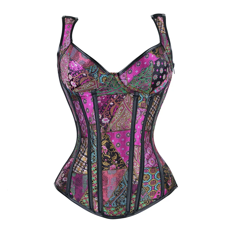 S-6XL Gothic Steampunk Steel Boned Corsets with Strap Bustiers Women Corselet Sexy Retro Slim Floral Lace Up Vest Tops Plus Size | Женская