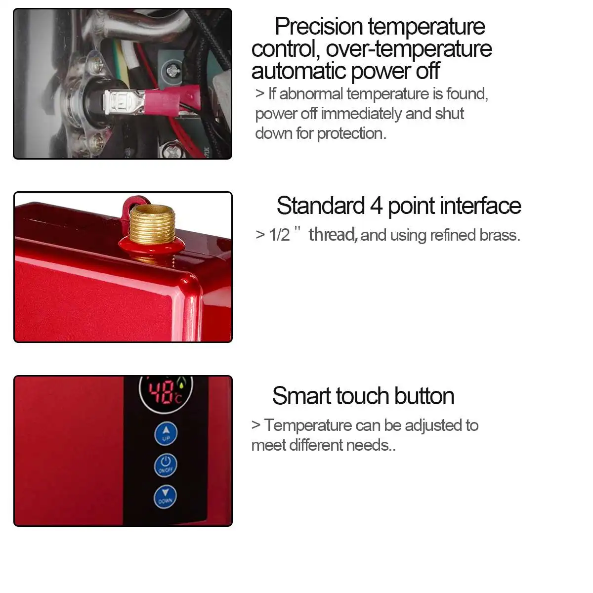 

EU/US Plug 4000W Electric Tankless Instant Hot Water Heater Kitchen Bathroom Shower Sink Tap Thermostat