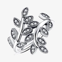 925 sterling silver pan ring new elegant leaf fold ring for women wedding party gift fashion jewelry