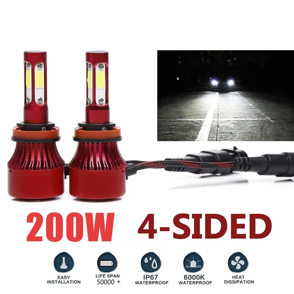 X7 4 стороннее COB 72W 12V 24V автомобильная светодиодная лампа для фары H4 H7 H8/9/11 H13 6500 к