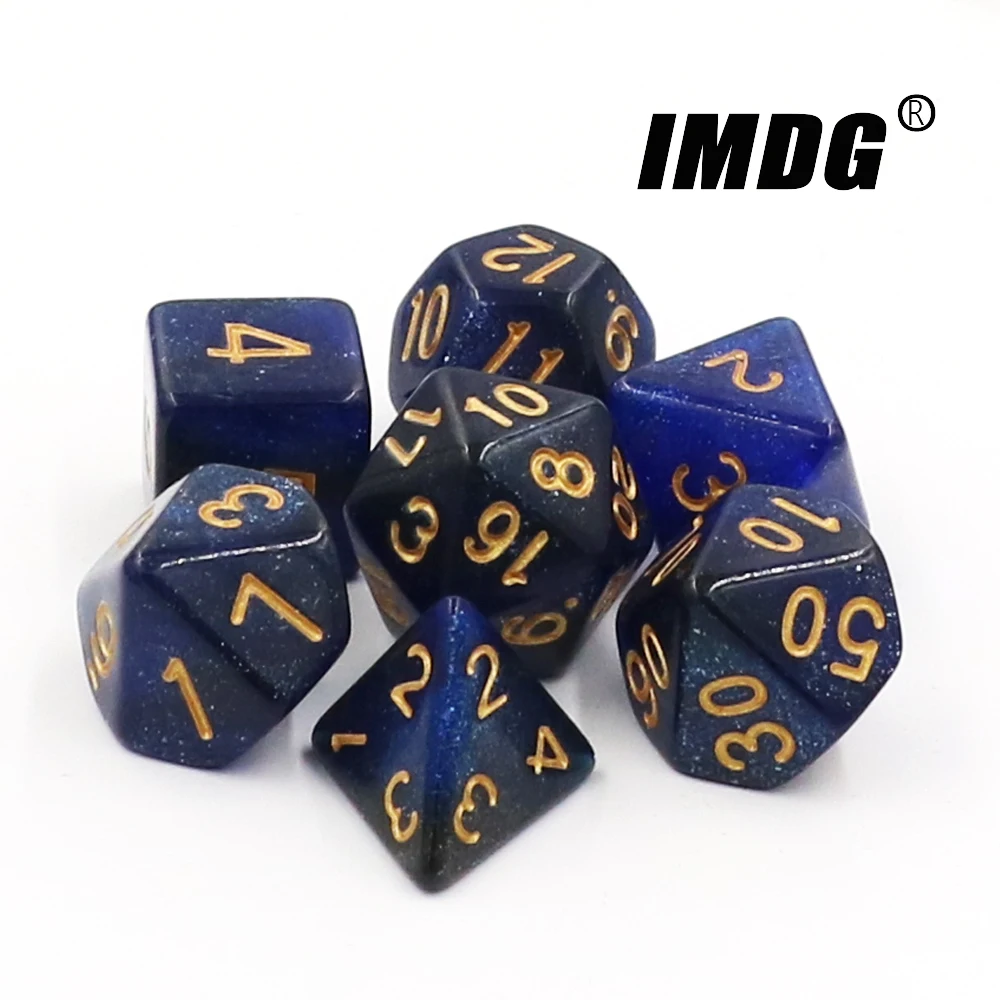 IMDG 7pcs/set Polyhedron D10 D20 RPG Game Dice Acrylic DND Universe Galaxy Digital with Bag | Спорт и развлечения