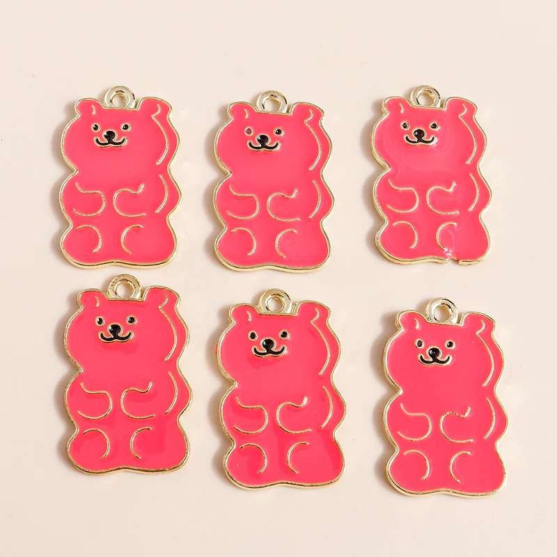 

10pcs 26*16mm Cute Cartoon Bear Charms for Diy Jewelry Making Pendants for Necklace Bracelet Earring Handmade Making Accessories