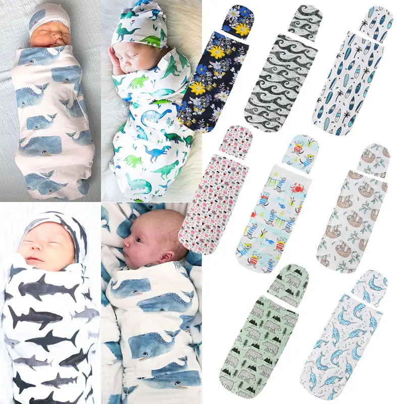 

Newborn Baby Cute Swaddle Blanket Sleeping Swaddle Muslin Wrap+Hat Anime 2pcs Casual Accessories SS