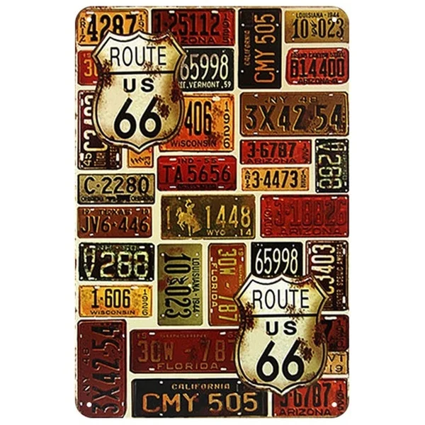 

Route 66 Plaque Metal Vintage Tin Sign Pin Up Shabby Chic Decor Metal Signs Vintage Bar Decoration Metal Poster Pub Metal Plate