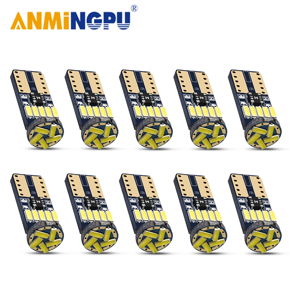 

ANMINGPU 10PCS Led W5W T10 Car Led Signal Lamp 501 194 Bulbs 4014SMD Clearance Lights Reading Lights Interior lights 6000K 12V