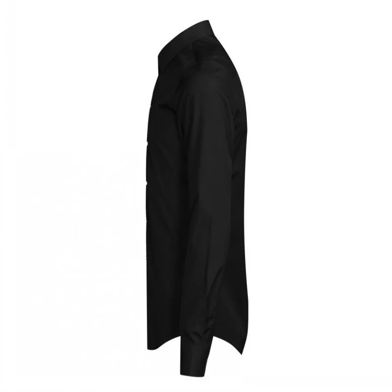 Мужская хлопковая однобортная рубашка с длинным рукавом приталенная формальная