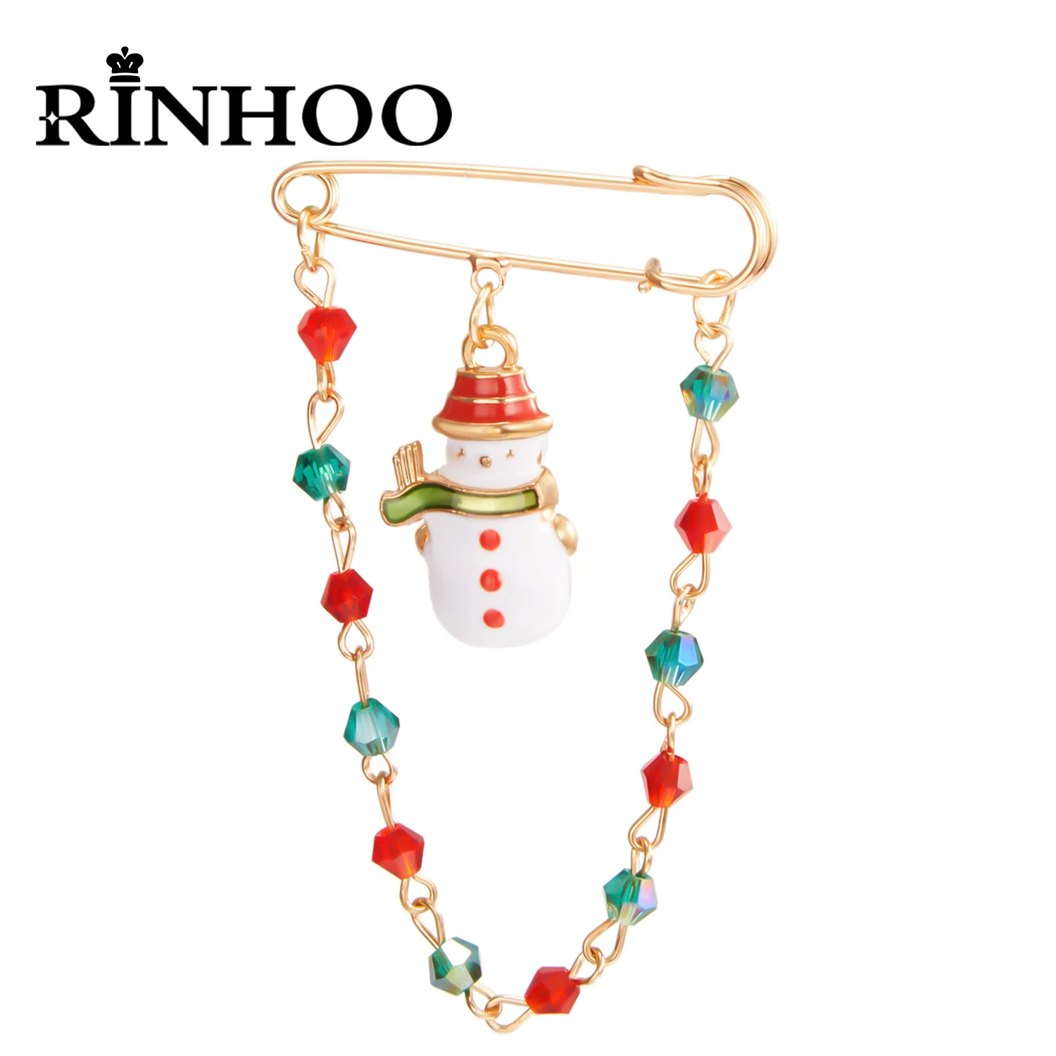 

Rinhoo 1PC Cute Enamel Xmas Snowman Big Pins for Women Christmas Red Green Beads Tassel Brooches Merry Christmas New Year Gifts