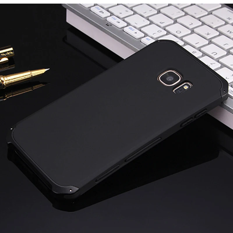 Dropshipping Anti-fall Metal Frame Plastic Back For Samsung Galaxy S7 Aluminum Alloy S7 Mobile Bumper S7 Case Cover+Gift