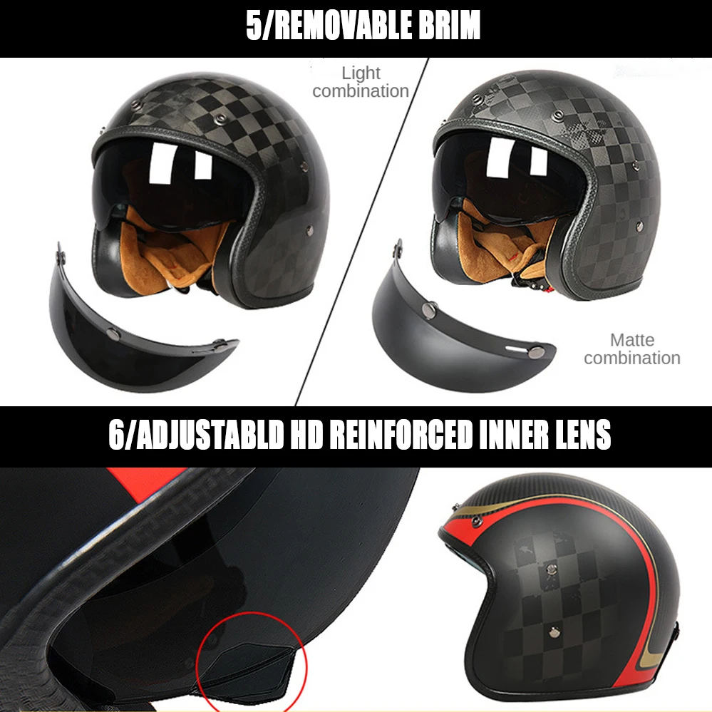 Мотошлем с открытым лицом из углеродного волокна одобрен ECE | Автомобили и