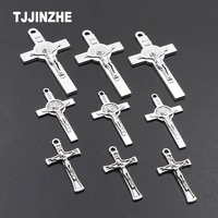 1 3pcs zinc alloy religious jesus catholic mens cross pendant silver color for necklace jewelry making diy handmade supplier