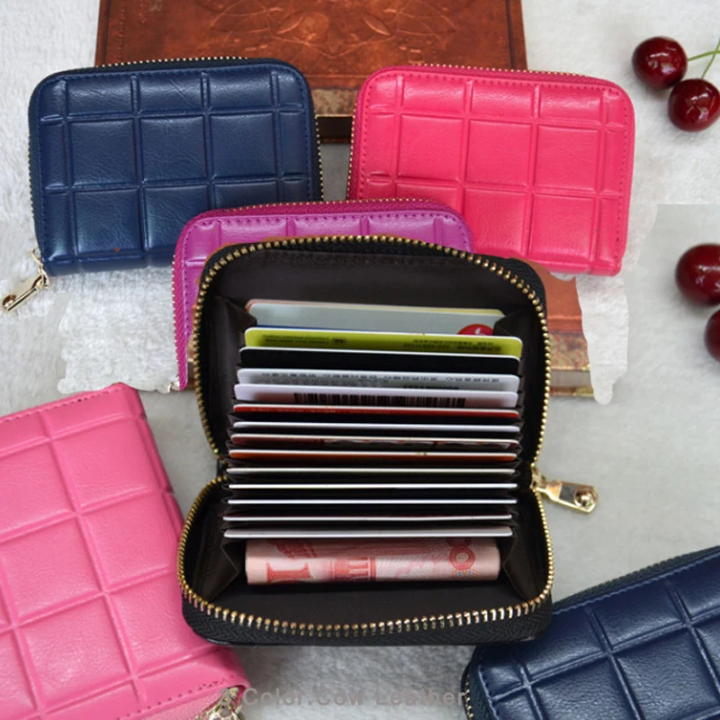 

Лидер продаж, женский кожаный держатель для карт на молнии, 15 отделений для карт