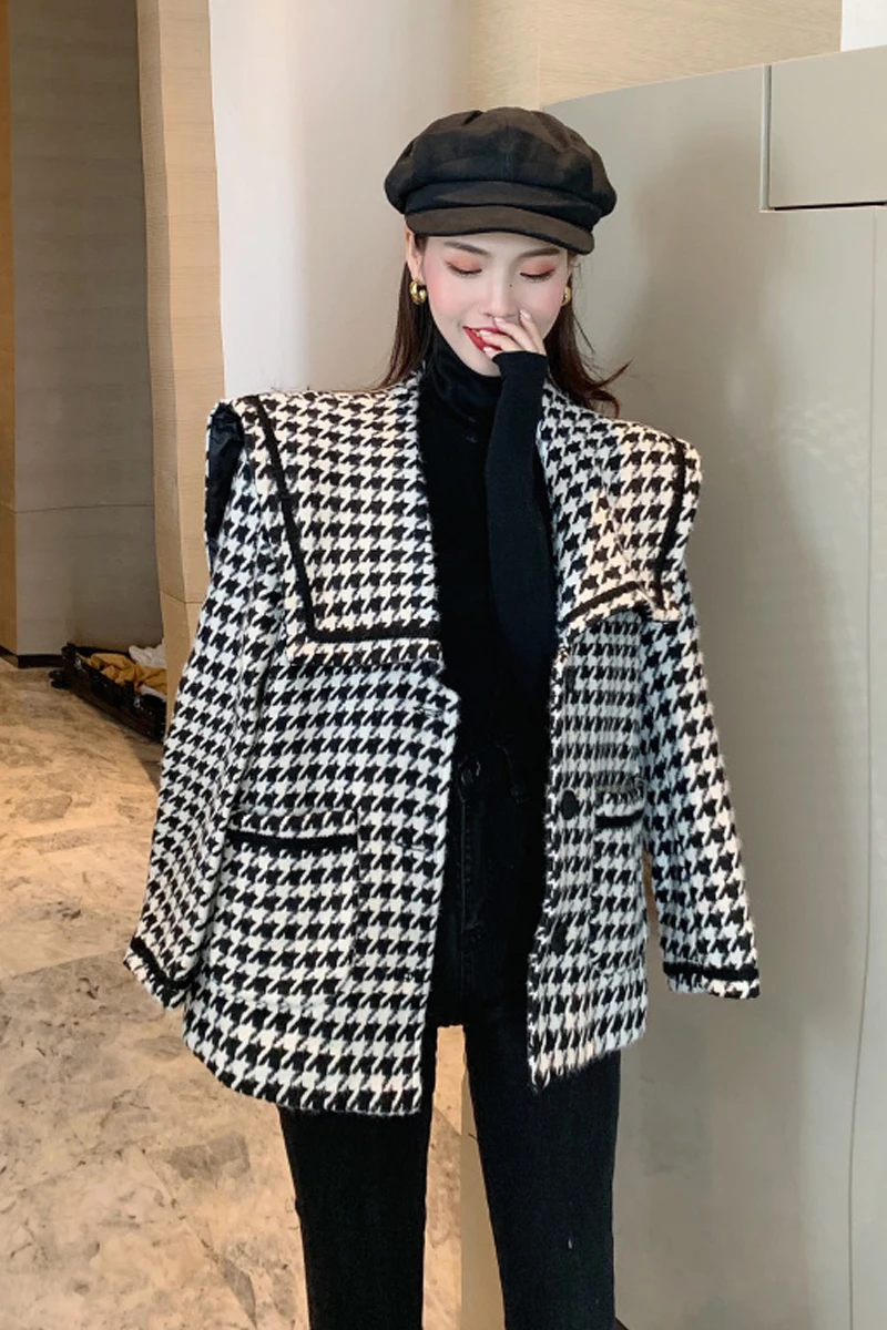 

Small fragrance woolen coat women's autumn and winter New Joker Korean version of the small temperament bird wool coat