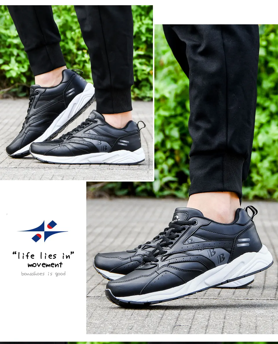 BONA New Designers Cow Split Running Shoes Men Outdoor Sneakers Shoes High Quality Breathable Shoes Jogging Tennis Shoes