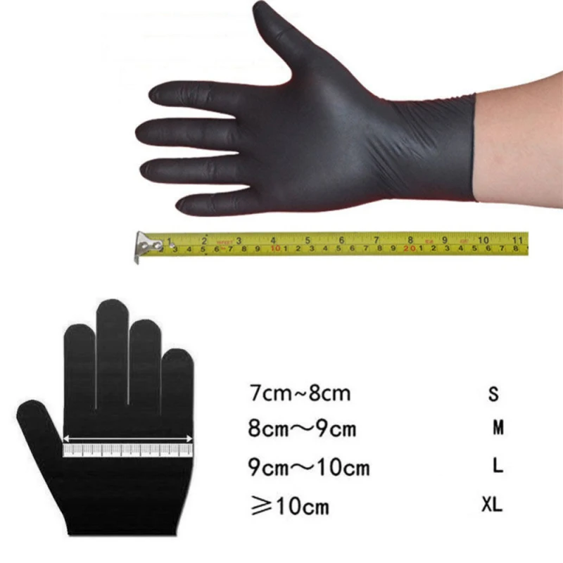 

100PCS Black Nitrile gloves Food Grade Disposable Cleaning Gloves Powder-free Non-Slip For Houshold Cleaning Tattoo Hairdressing