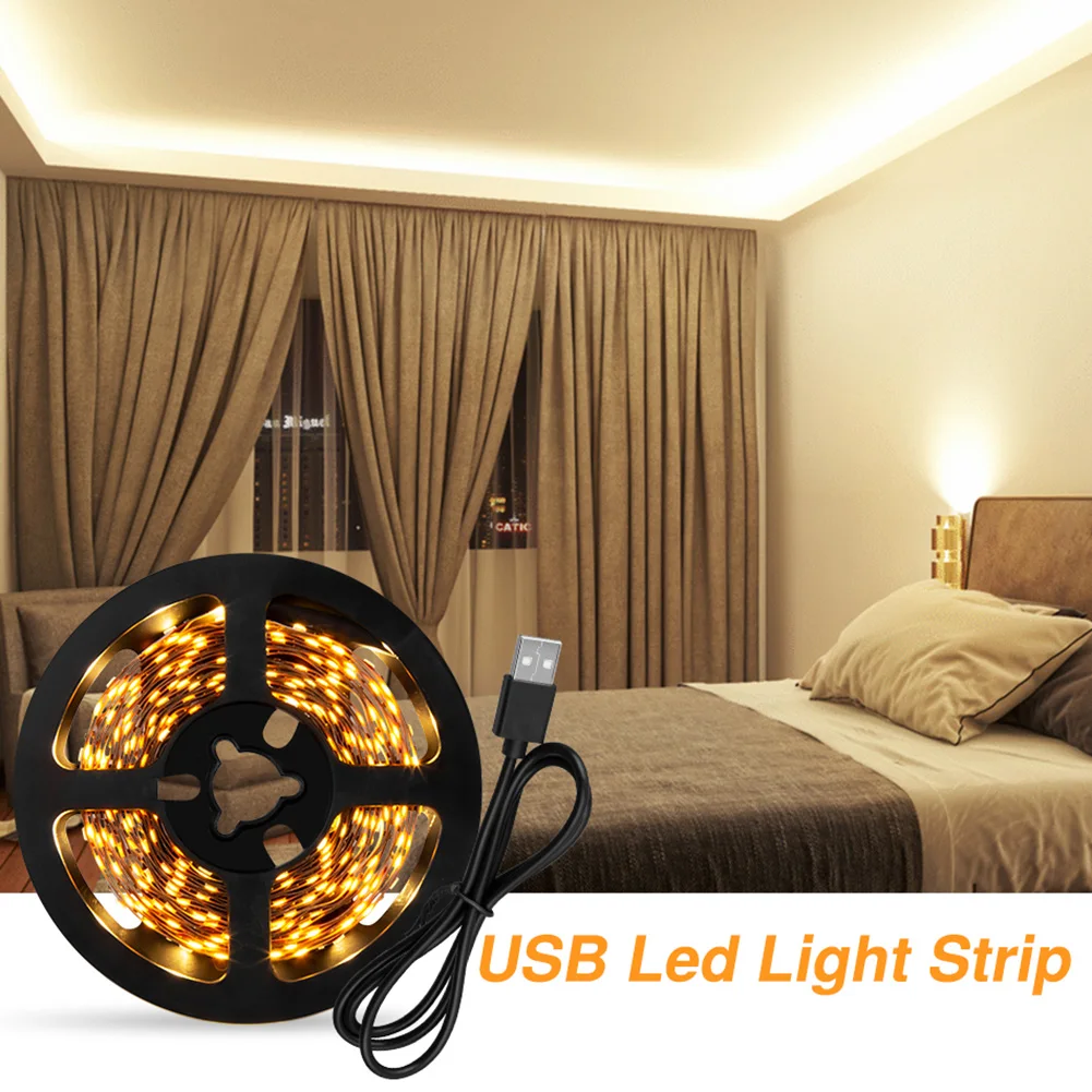 

New 5V USB LED Strips 2835 White Warm Tira Led Strip Light TV Background Lighting Tape Power Saving No Heat Home Decor Lamp 1-5m