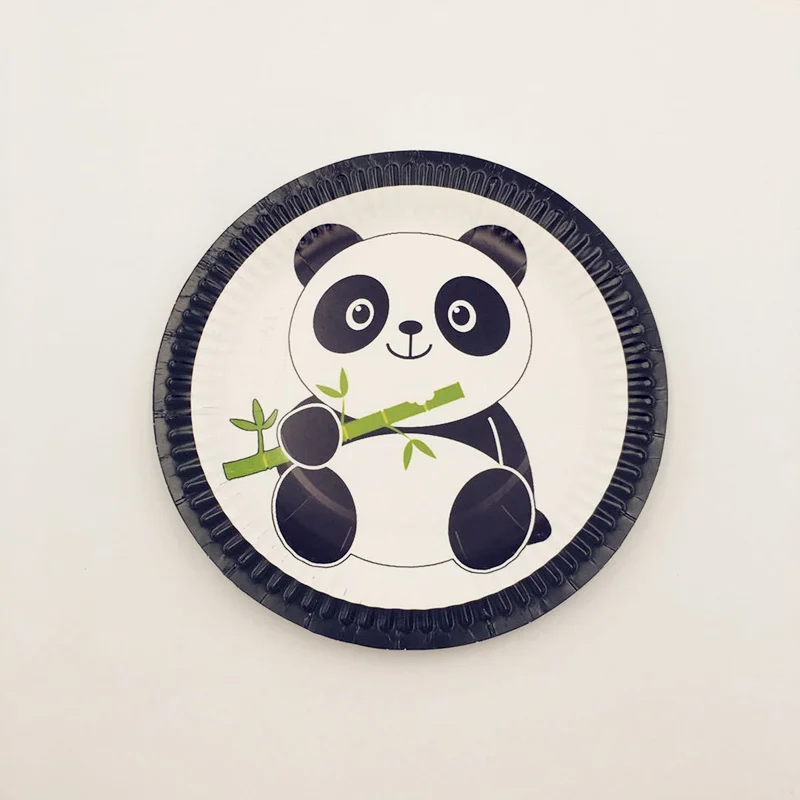 Белый черный милый мультяшный с пандой тема прозрачная посуда набор для