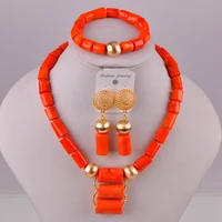 orange natural coral wedding jewelry african wedding jewelry nigerian bride wedding jewelry wedding accessories set au 239