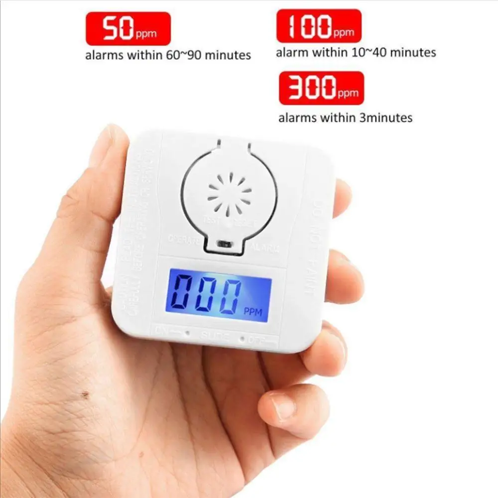 Carbon Monoxide Alarm CO Gas Detector Battery Operated Digital LED Display Sensor |